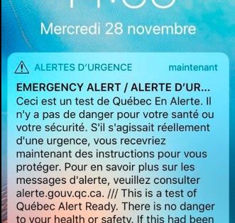 Test du système "Québec en Alerte" à 13H55 