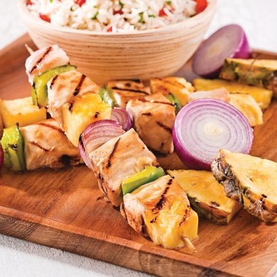 5 ingrédients/15 minutes: brochettes de poulet et ananas au gingembre