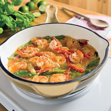 Sauté de crevettes aux légumes