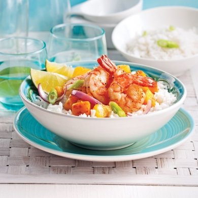 5 ingrédients/15 minutes: crevettes poêlées mangue et ananas