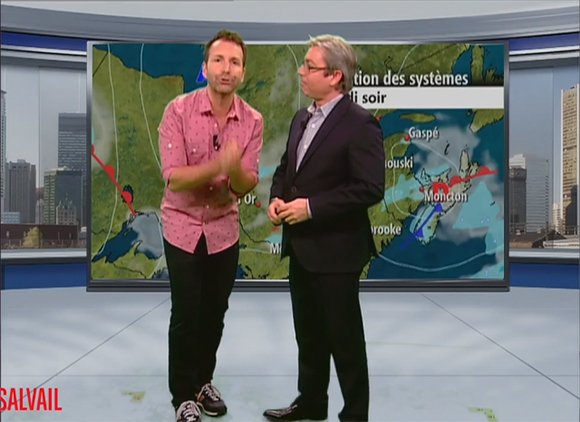 Éric Salvail s’invite en direct sur le plateau de Météomédia