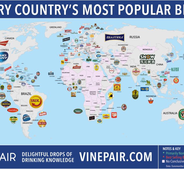 Une carte du monde pour illustrer la bière préférée de chaque nation