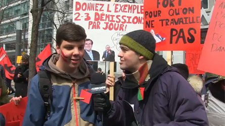 Vox Pop : Guy Nantel dans une manifestation