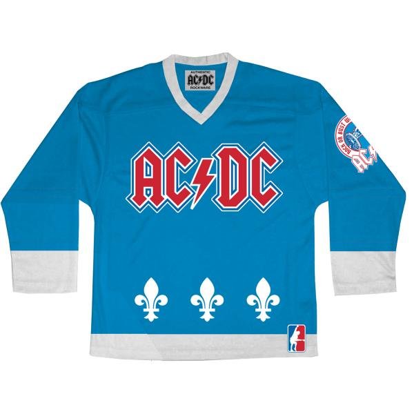 Un chandail d'AC/DC aux couleurs des Nordiques