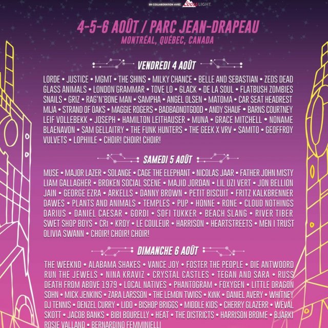 Osheaga : la programmation quotidienne dévoilée