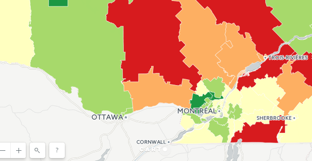 Carte interactive sur le vieillissement de la population au Québec