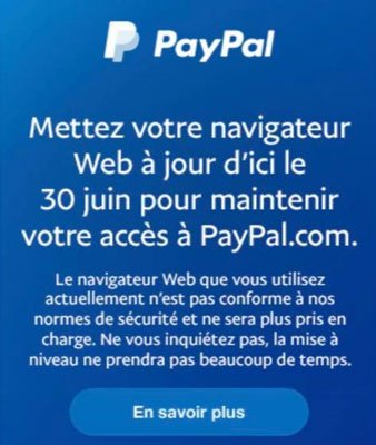 La procédure à faire pour continuer d'utiliser Paypal après le 30 juin 2018