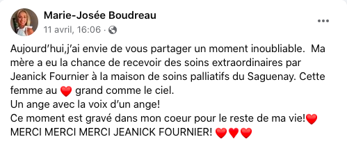 Moment touchant de la part de Jeanick Fournier