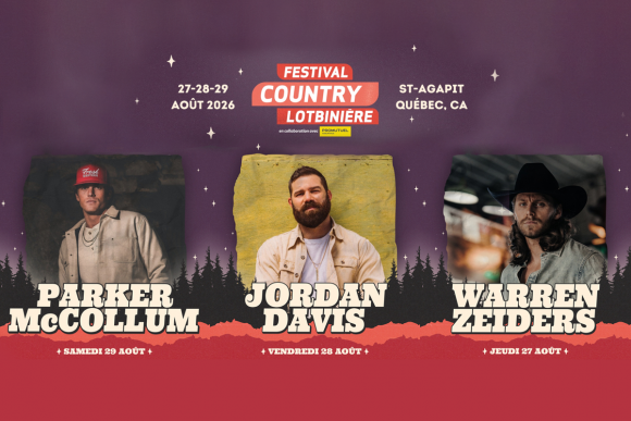 Warren Zeiders, Jordan Davis et Parker McCollum pour la 11e édition du Festival Country Lotbinière
