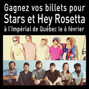 Stars et Hey Rosetta à l’Impérial de Québec le 6 février prochain