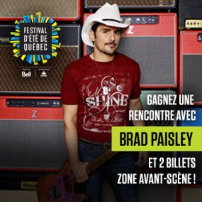 Gagnez vos passes AVANT-SCÈNE et une rencontre avec BRAD PAISLEY au FEQ