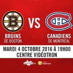 Gagnez une paire de billets pour les Canadiens VS les Bruins