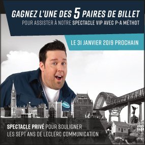 Gagnez l'une des 5 paires de billets pour P-A Méthot