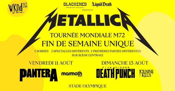 Gagnez vos billets pour Metallica au Stade Olympique!