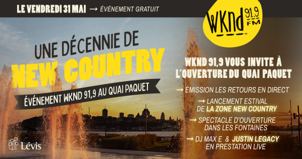Une décennie de New Country - Événement WKND 91,9 au Quai Paquet